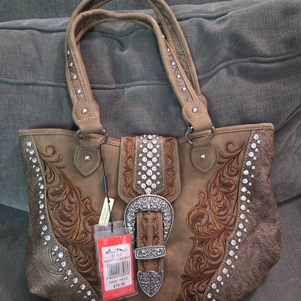 Montana West Brown Embellished Women's Bag